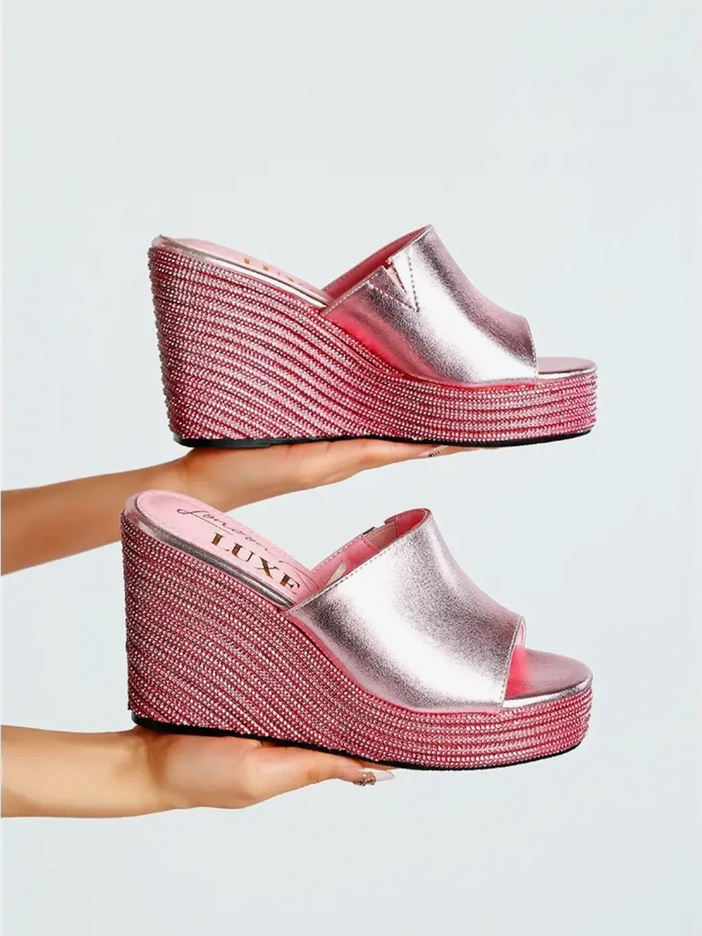 Silver Luxe Metallic Wedge Slide Collection